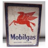 Metal Mobil Gas sign. Measures 16" x 12.5".