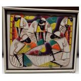 Acrylic on masonite Bahamian Gathering signed and