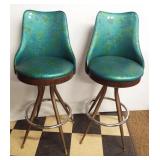(2) Mid century bar stools. Seat height measure