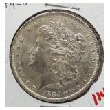 1884-0 Morgan silver dollar.