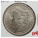 1884-0 Morgan silver dollar.