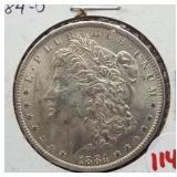 1884-0 Morgan silver dollar.
