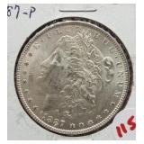 1889 Morgan silver dollar.
