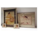 (4) Framed and matted RC Gorman Native American