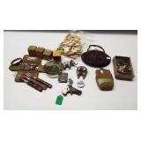 Vintage items including wood blocks, replica