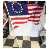American flag with pole.