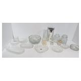 (17) Clear glass items including vase, ashtrays,