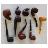 (6) Vintage pipes and (3) Extra bowls. Brands