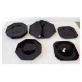 Black dishes including (6) Dessert plates and