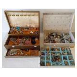 (2) Jewelry boxes filled with costume jewelry