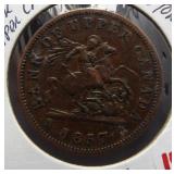 1857 Bank of Upper Canada one penny token.