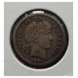 1904 Barber dime. VF.