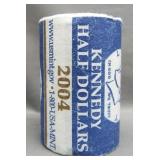 Mint wrapped 2004-D Kennedy half dollar BU roll.