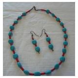 Native American hand made earrings and necklace