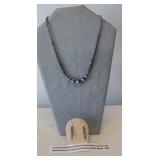 Navajo hand made cut silver bead necklace and
