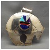 Bear pendant marked M. Beegay, Sterling. Measures