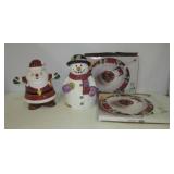 (2) Cookie jars including snowman and Santa