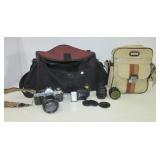 Plano duffle bag containing Canon AE-1 35 mm