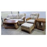 (5) Piece wicker & ratan patio set with sofa, arm