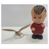 Vintage Peanuts plastic squeaky toy and solid