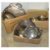 Large group of silver plated items that includes