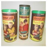 (3) Vintage toy containers of Lincoln Logs.