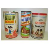 (3) Vintage toy containers that includes Building