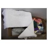 (2) Large boxes of table cloths, linens, table
