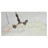 Vintage five arm hanging chandelier with milk