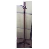 5ft Tall antique wood coat rack. Note: Some hooks