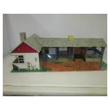 Vintage metal ranch style doll house. Measures