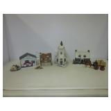 (11) Lighted ceramic houses including Currier &