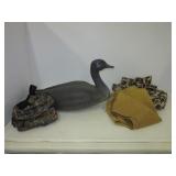 Weighted plastic duck decoy, hunting fanny pack,