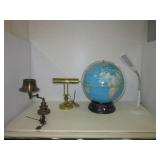(3) Household desk lamps and desk world globe.