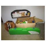 Bowling ball with bag, volleyball set, Sportcraft