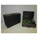 Antique Caswell portable record player with crank