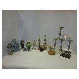 (2) Emmet Kelly clown figurines, pottery vases,