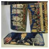 (3) Vintage wall hanging tapestry of JFK, Cats