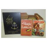 Assortment of vintage books that include US Naval