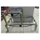 Matching pair of glass top coffee table and end