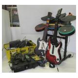 Xbox gaming system with Guitar Hero drums and