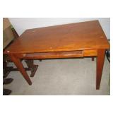 Modern wood table with slide-out tray. Measures: