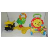 Tonka metal dump truck, Vtech musical turtle and