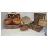 Assortment of (7) Wicker baskets of various kinds