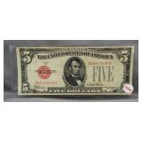 1928B $5 U.S. Red Seal Note. Extra Fine.