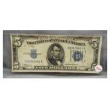 1934 $5 U.S. Red Seal Note.  Very Fine.