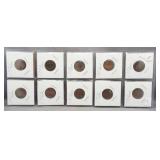 (10) Indian Head Cents. Dates: 1900, 1901,