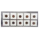 (10) Indian Head Cents. Dates: 4-1902, 1903,