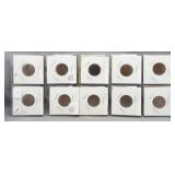 (10) Indian Head Cents. Dates: 1901, 2-1903,