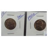 (2) 1950-D GEM Brilliant UNC Jefferson Nickels